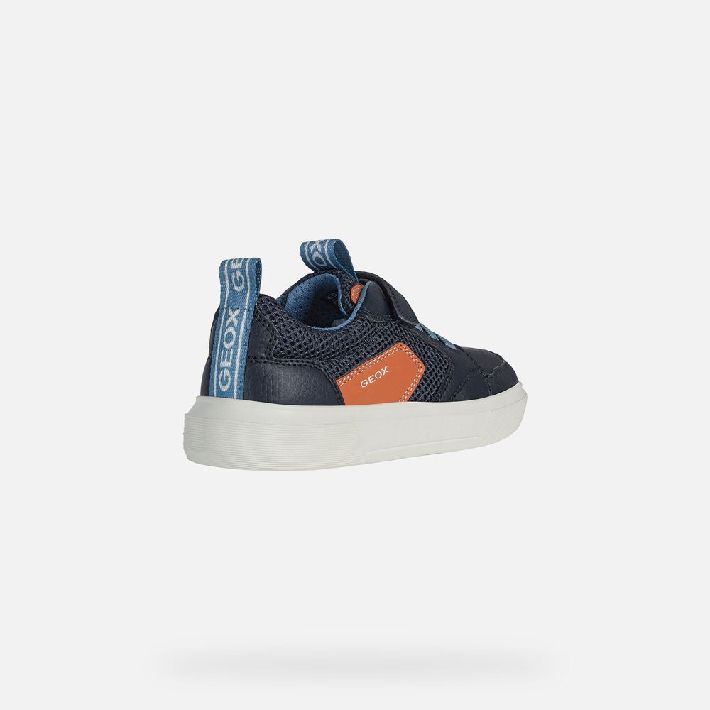 Basket Geox Nettuno - Bleu Marine/Orange - Garcon 640895-AZQ